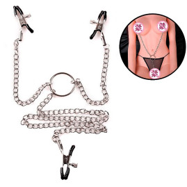 Grampos Para Seios / com Corrente e Prendedor para Vagina 