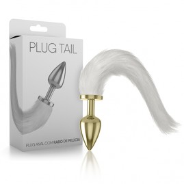 Plug Tail em Metal com Rabo de Pelcia - Dourado